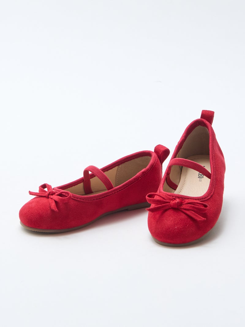 Ballerina's van suèdine met bandje Rood - Kiabi