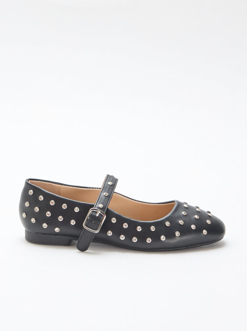 Ballerina's van suedine met studs Zwart - Kiabi