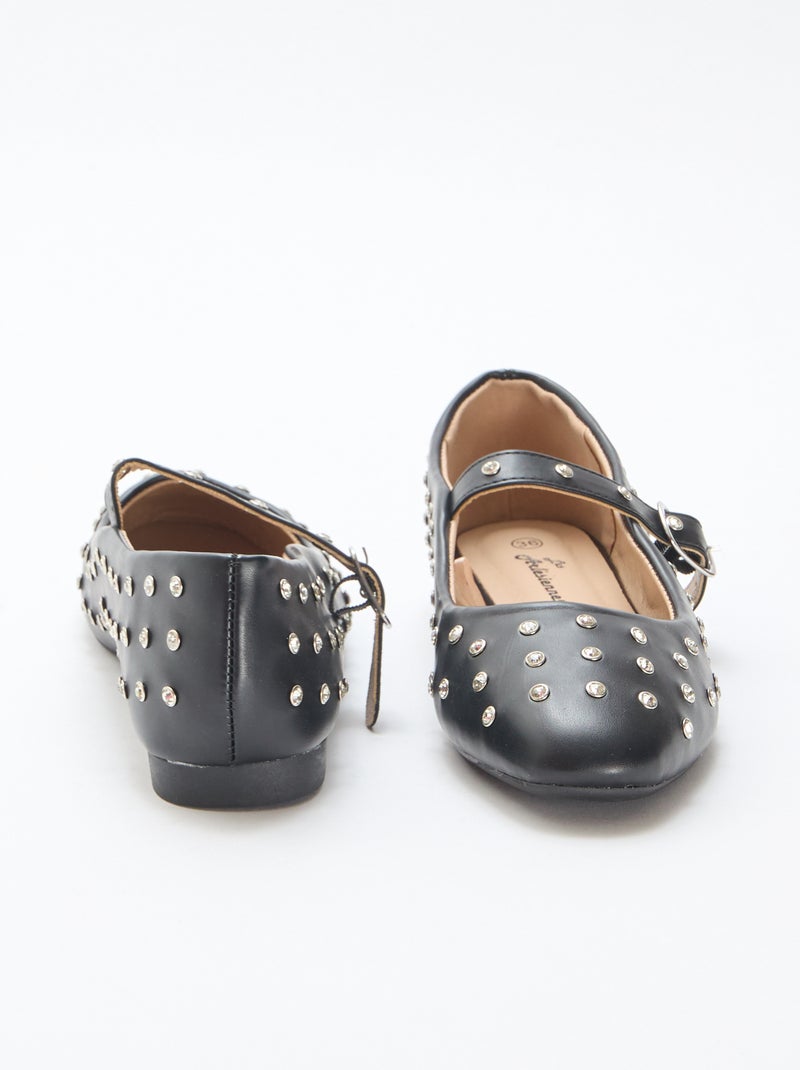 Ballerina's van suedine met studs Zwart - Kiabi