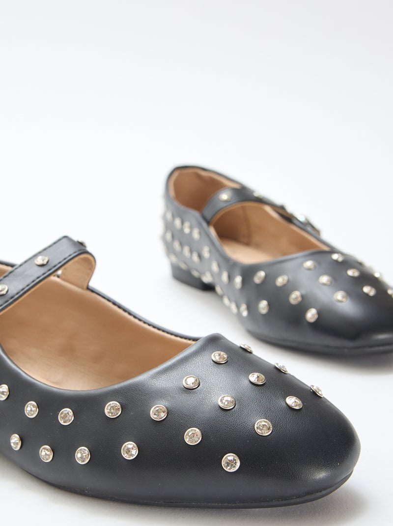 Ballerina's van suedine met studs Zwart - Kiabi