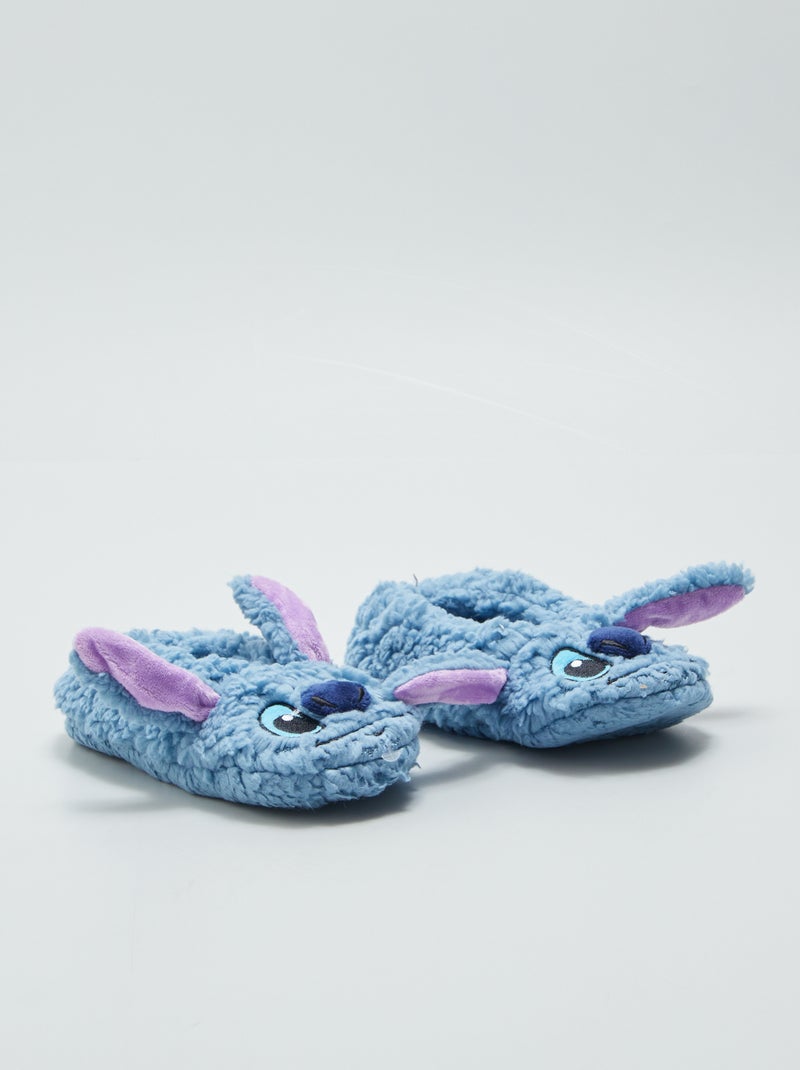 Ballerinaslofjes met schapenvacht effect 'Stitch' BLAUW - Kiabi
