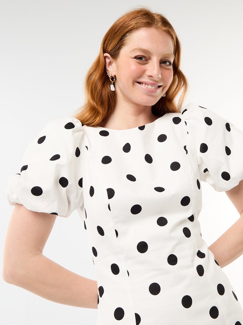Ballonjurk met korte mouwen Wit - Kiabi