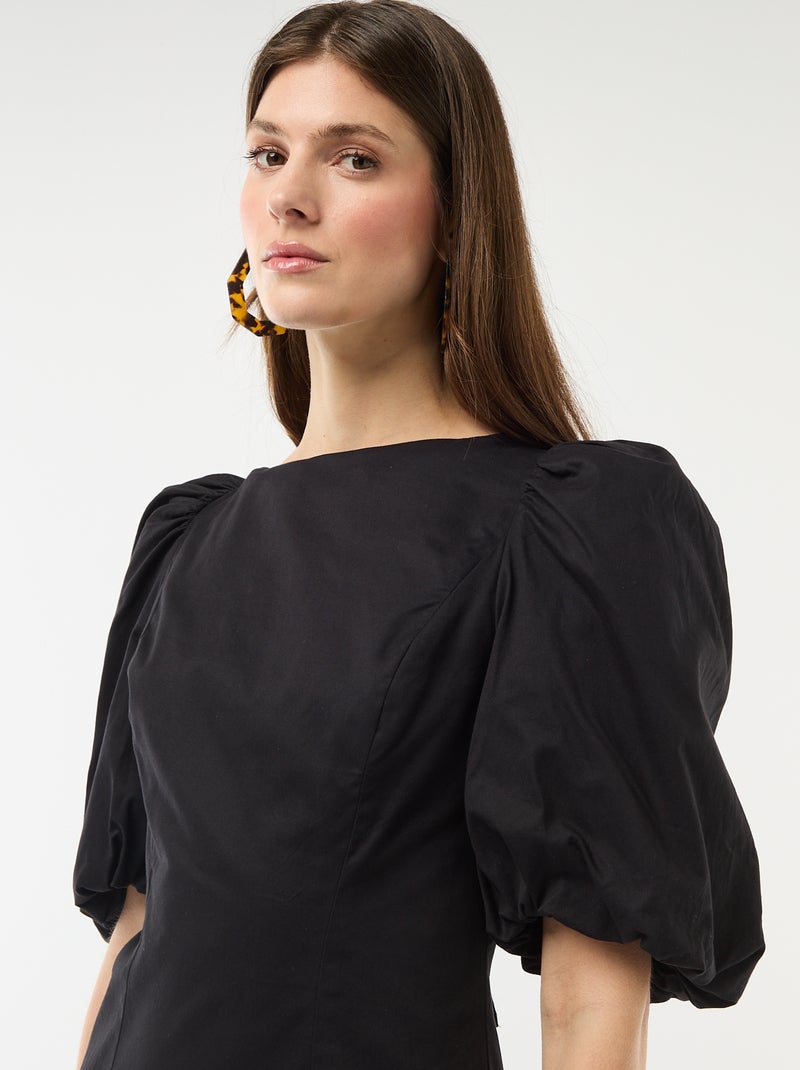 Ballonjurk met korte mouwen Zwart - Kiabi