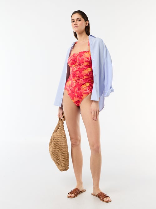 Bandeau badpak 1-delig met plissé-effect - Kiabi