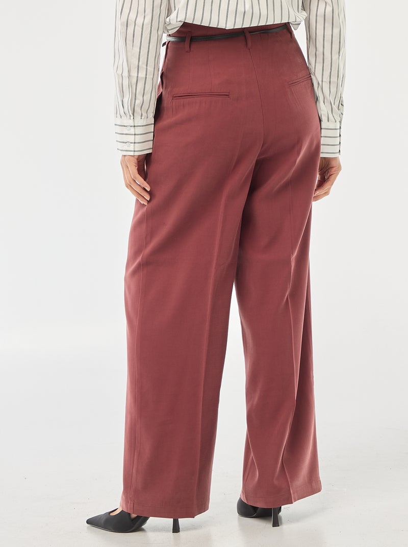 Bandplooibroek met ceintuur Rood - Kiabi