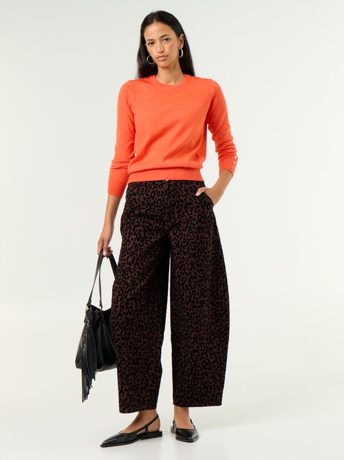 Barrel fit-broek met flockprint - Kiabi