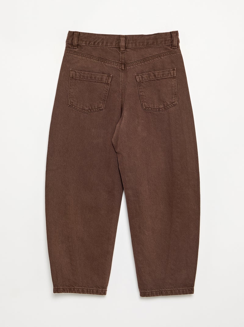 Barrel fit-broek met studs Bruin - Kiabi