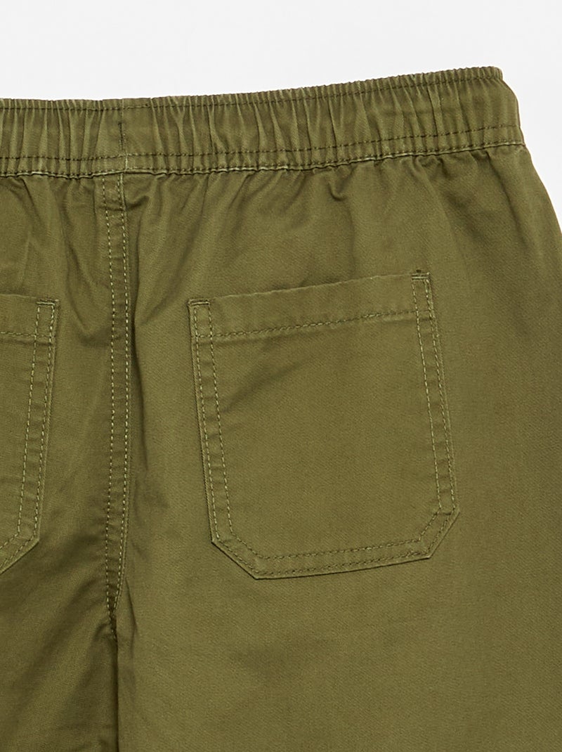 Barrel fit-broek met trekkoordjes Kaki - Kiabi