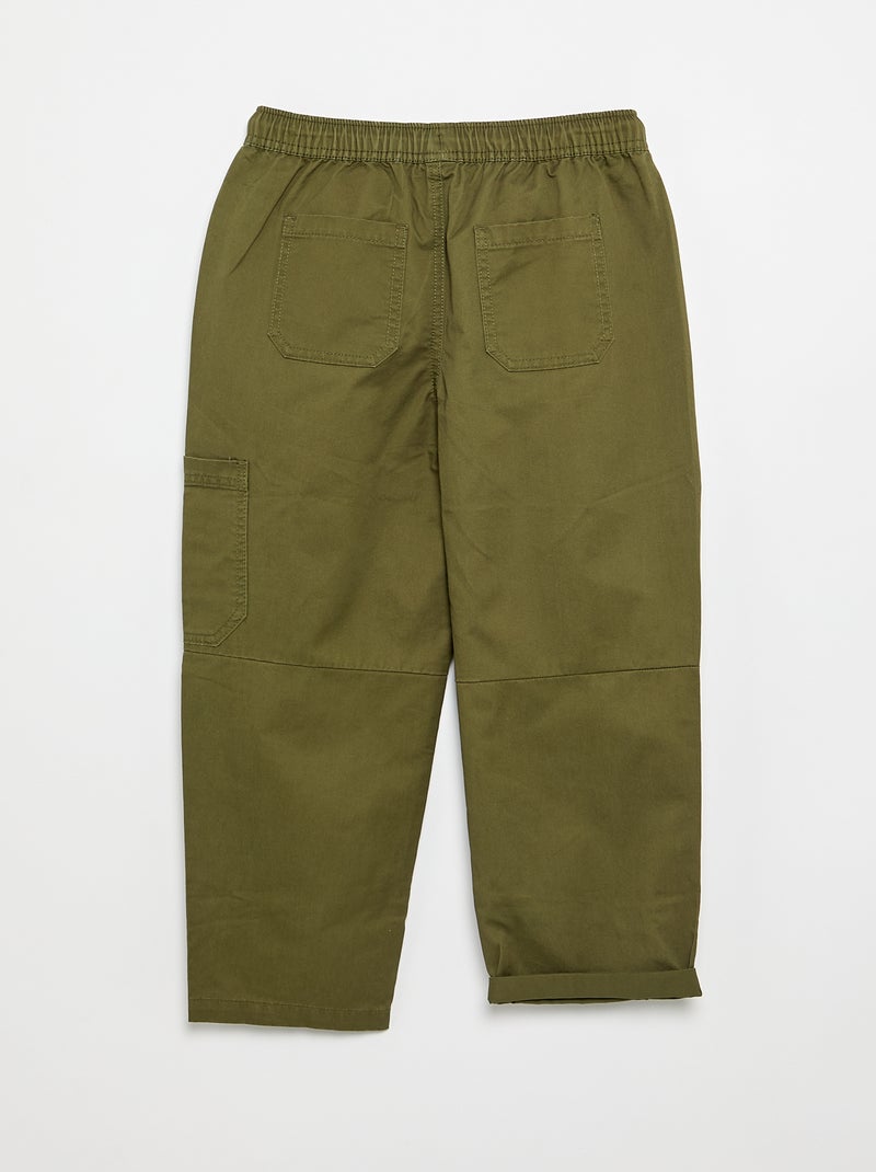 Barrel fit-broek met trekkoordjes Kaki - Kiabi