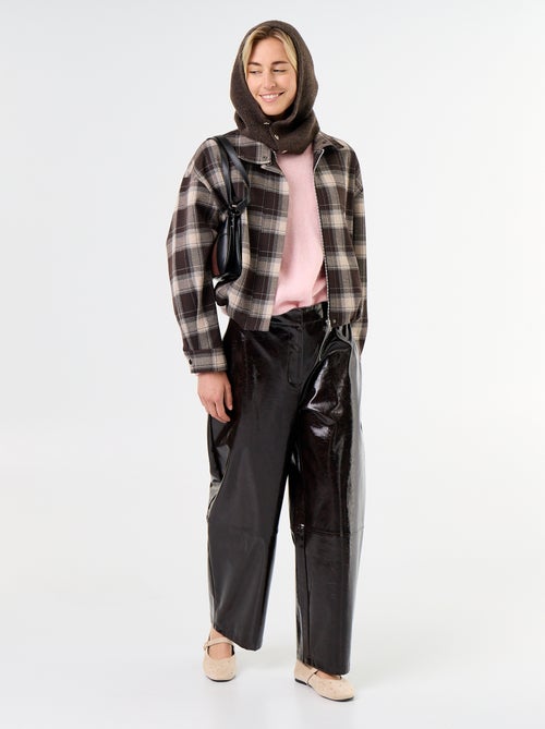 Barrel fit-broek van imitatieleer - Kiabi