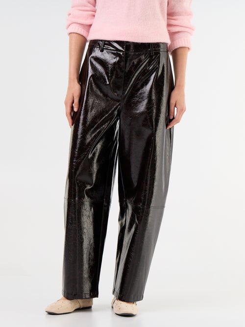 Barrel fit-broek van imitatieleer - Kiabi