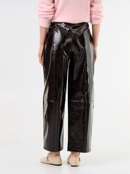 Barrel fit-broek van imitatieleer - Kiabi