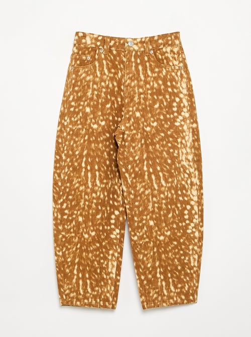 Barrel fit denim broek met 'hertje'-print - Kiabi