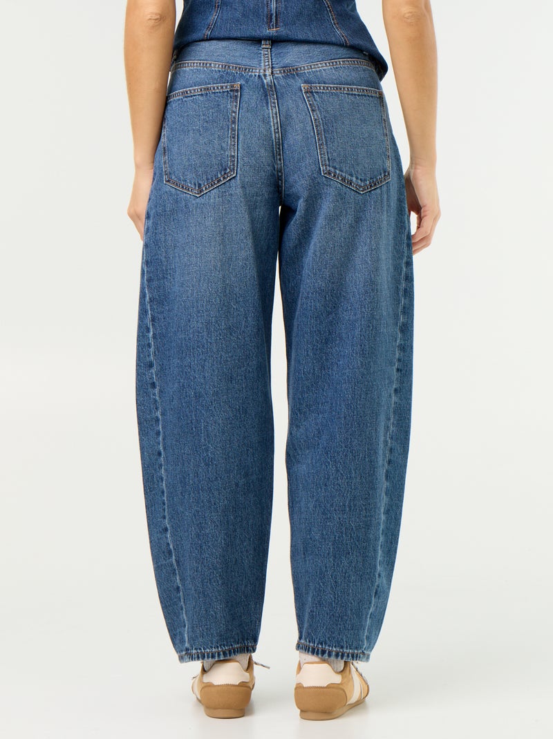 Barrel fit jeans met hoge taille Blauw - Kiabi