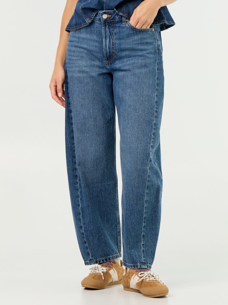 Barrel fit jeans met hoge taille Blauw - Kiabi
