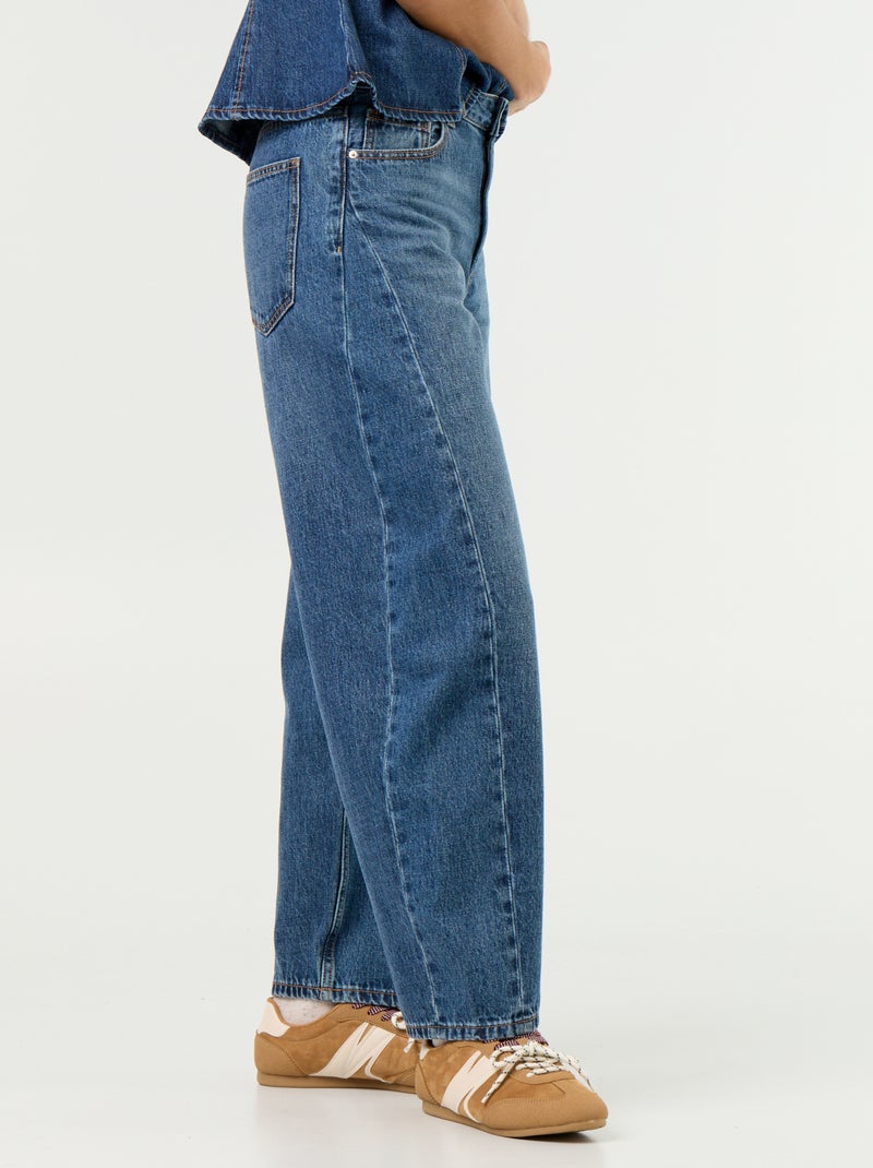 Barrel fit jeans met hoge taille Blauw - Kiabi
