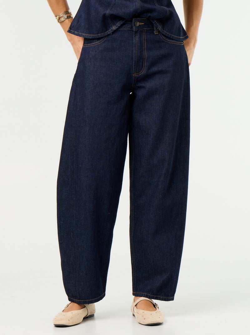 Barrel fit jeans met hoge taille Blauw - Kiabi