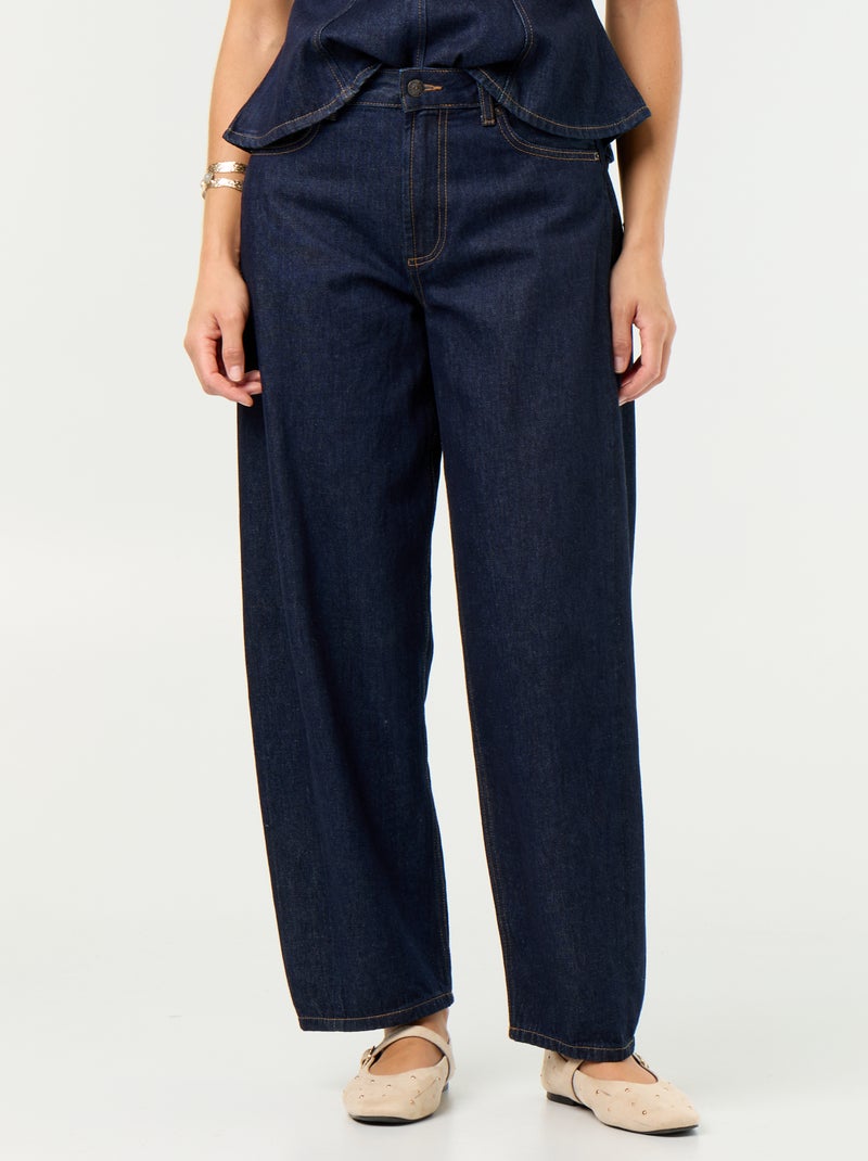 Barrel fit jeans met hoge taille Blauw - Kiabi