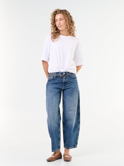Barrel jeans met strikceintuur - Kiabi