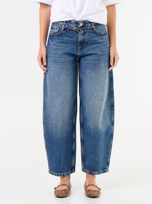Barrel jeans met strikceintuur - Kiabi