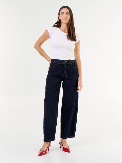 Barrel jeans met strikceintuur - Kiabi