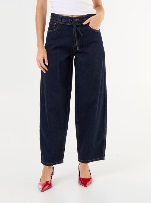 Barrel jeans met strikceintuur - Kiabi