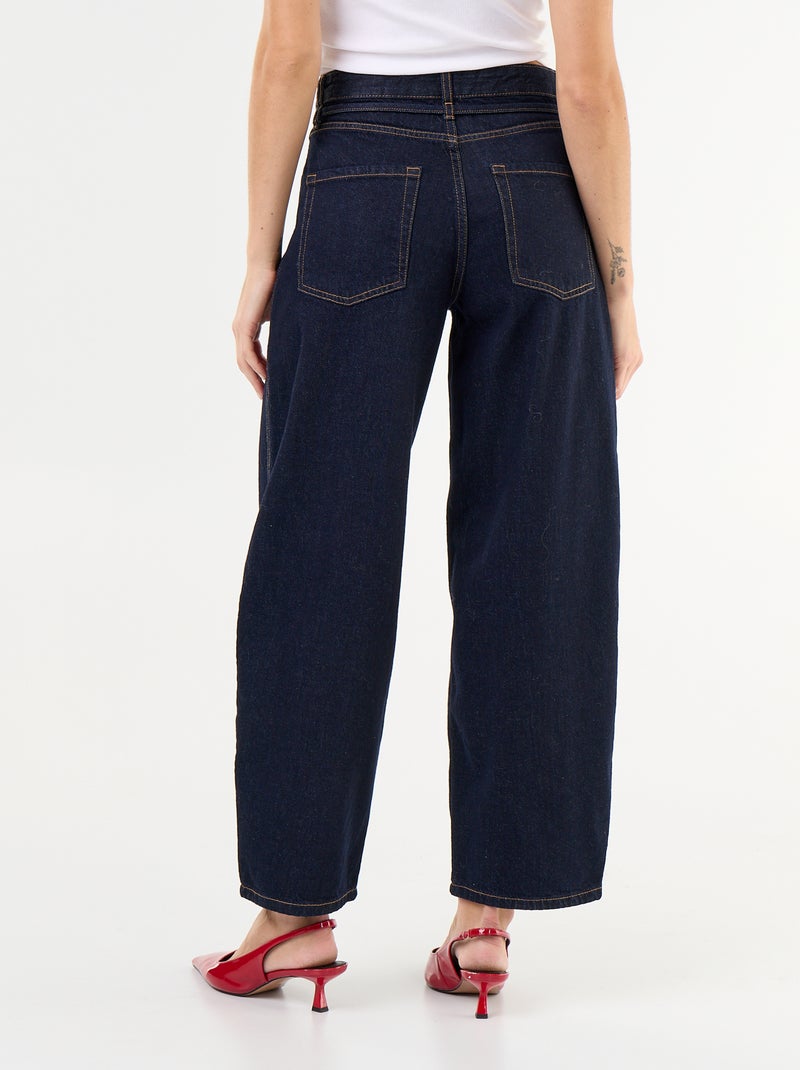 Barrel jeans met strikceintuur Blauw - Kiabi
