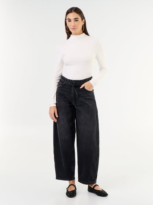 Barrel jeans met strikceintuur - Kiabi