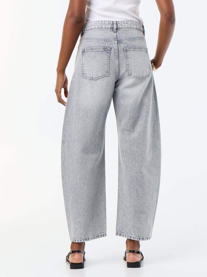 Barrel jeans / wijde pasvorm hoge taille Grijs - Kiabi