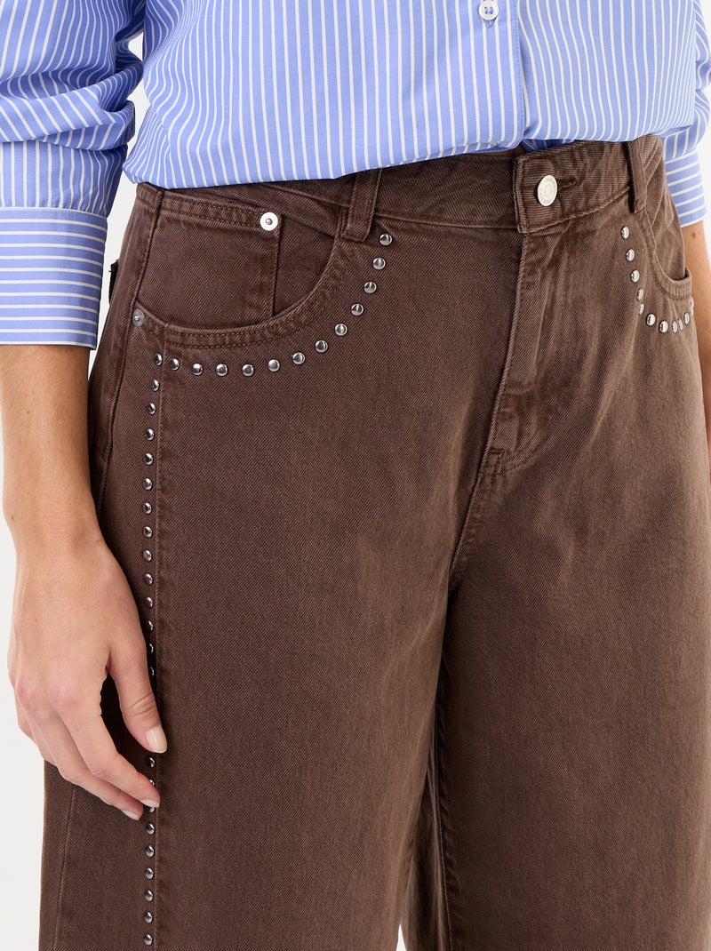 Barrelbroek met studs Bruin - Kiabi