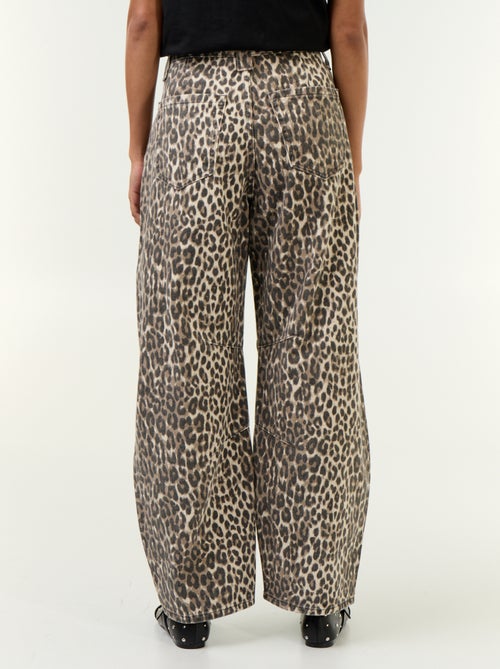 Barreljeans met luipaardprint - Kiabi