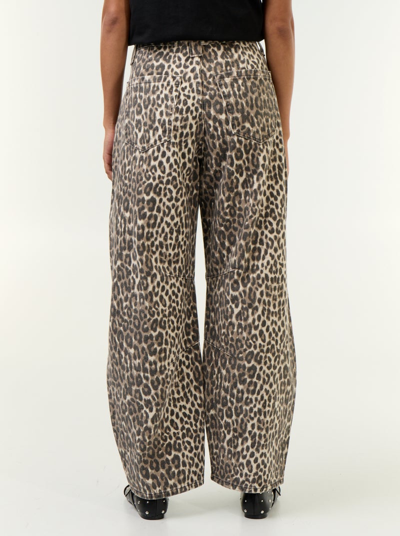 Barreljeans met luipaardprint Bruin - Kiabi