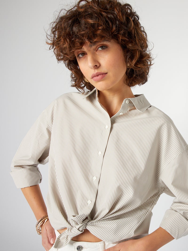 Basic blouse van popeline BIEGE - Kiabi