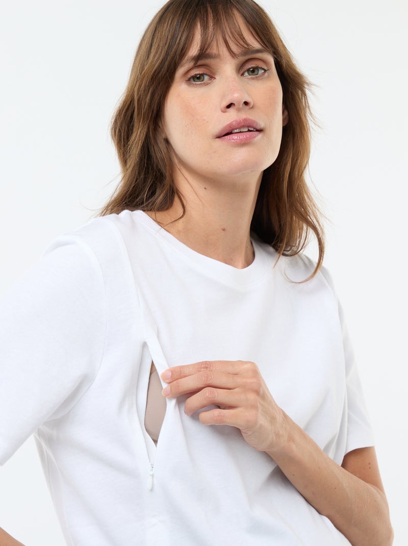 Basic borstvoedings-T-shirt met korte mouw wit - Kiabi