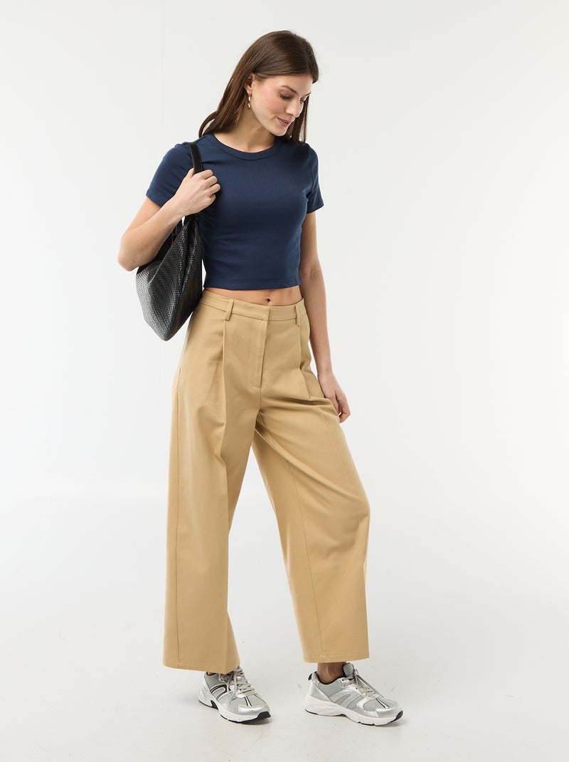 Basic cropped T-shirt Blauw - Kiabi