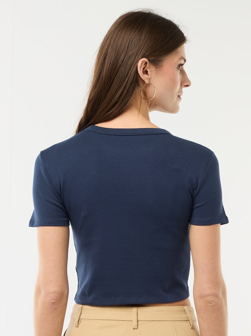 Basic cropped T-shirt Blauw - Kiabi