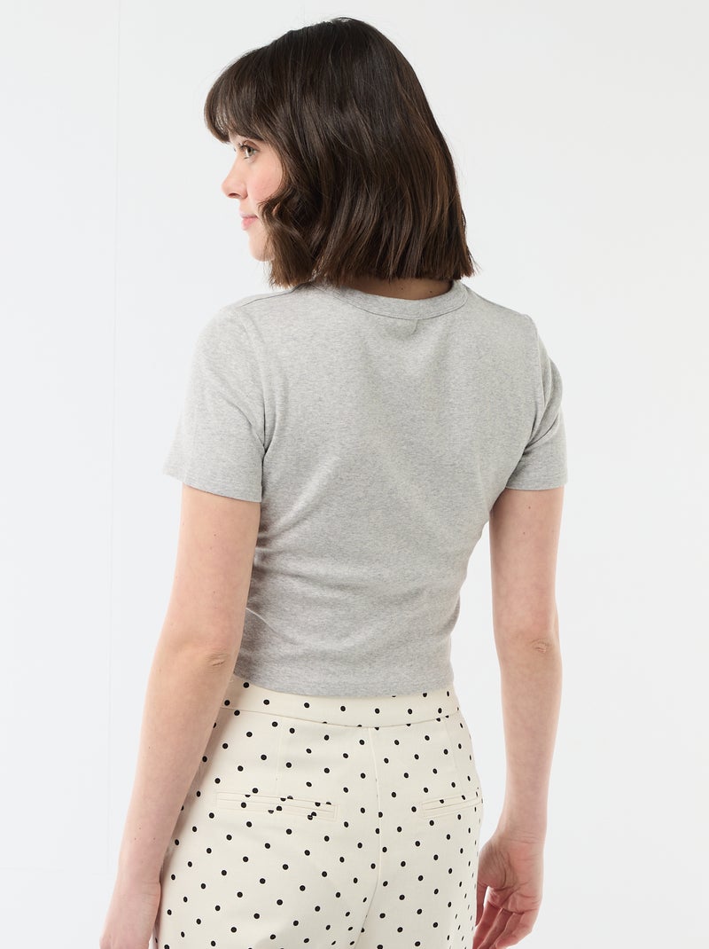 Basic cropped T-shirt Grijs - Kiabi