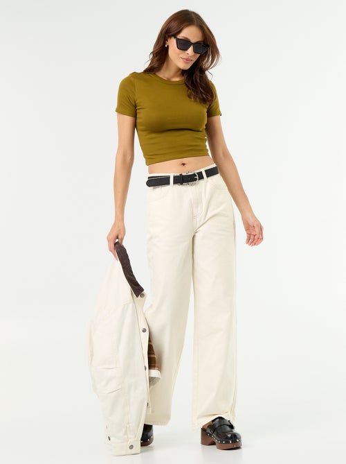 Basic cropped T-shirt - Kiabi Basic cropped T-shirt - Kiabi