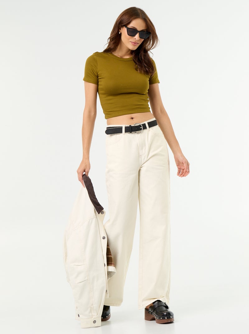 Basic cropped T-shirt Groen - Kiabi