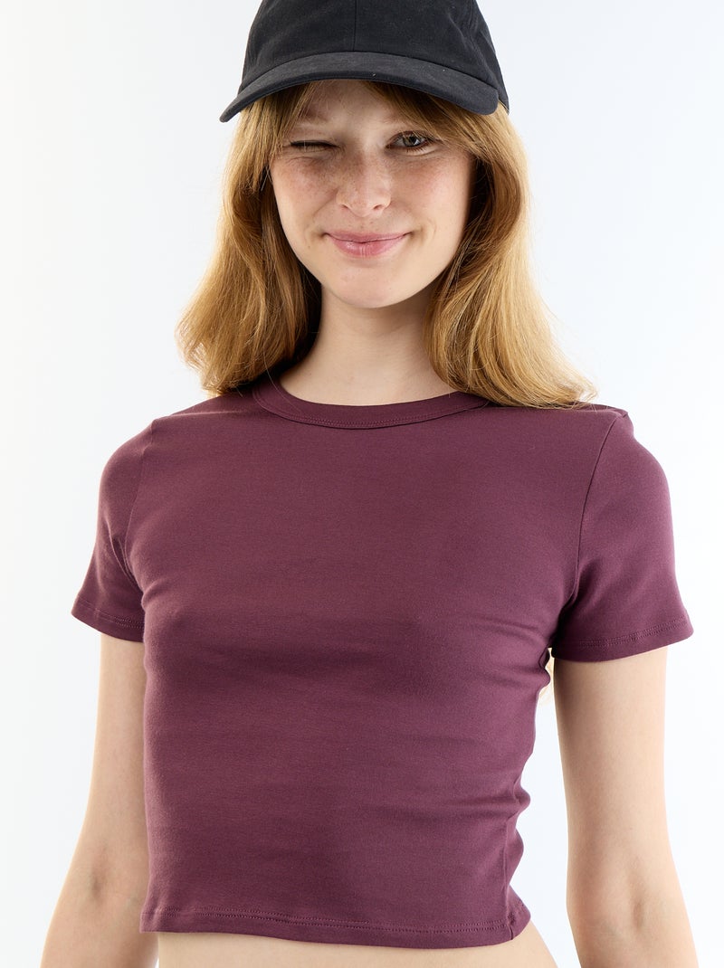 Basic cropped T-shirt Paars - Kiabi