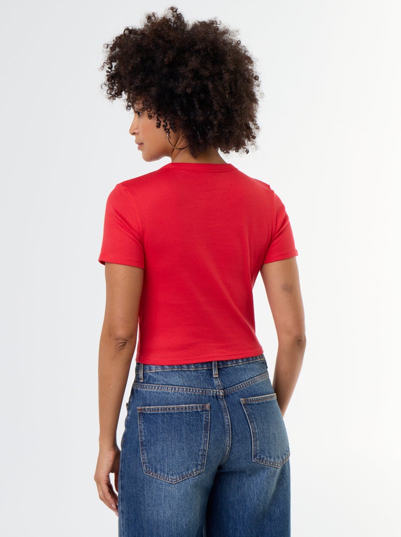 Basic cropped T-shirt Rood - Kiabi