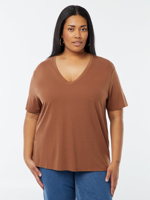 Basic, effen T-shirt met V-hals - Kiabi