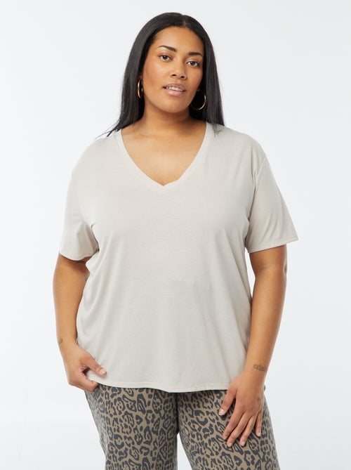 Basic, effen T-shirt met V-hals - Kiabi