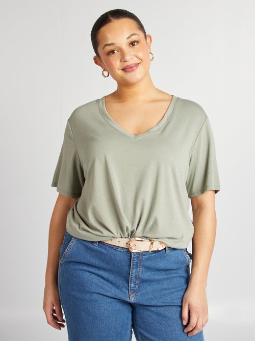 Basic, effen T-shirt met V-hals - Kiabi