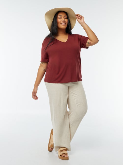 Basic, effen T-shirt met V-hals - Kiabi