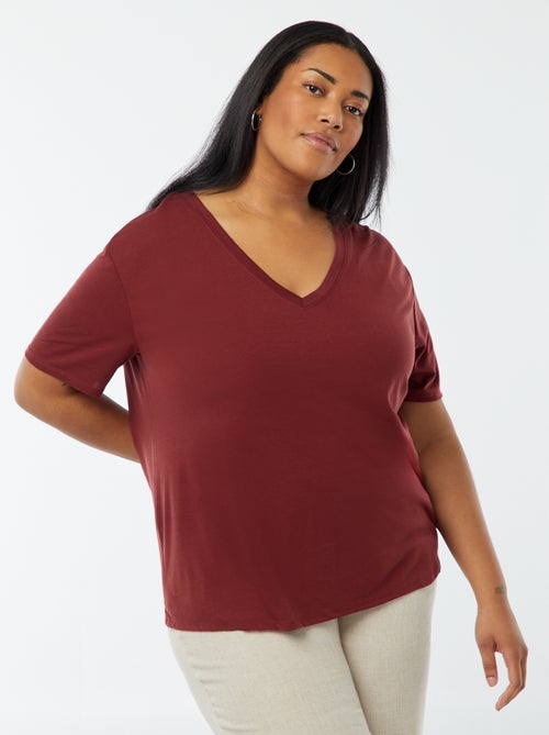 Basic, effen T-shirt met V-hals - Kiabi