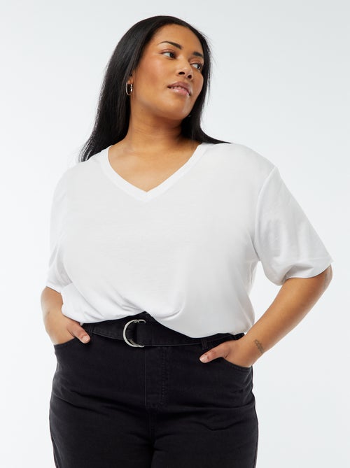 Basic, effen T-shirt met V-hals - Kiabi