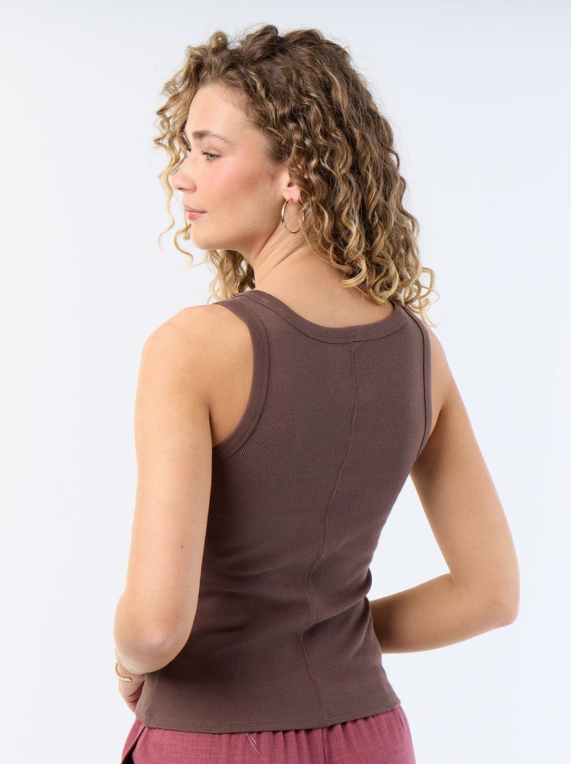 Basic geribbelde top Bruin - Kiabi