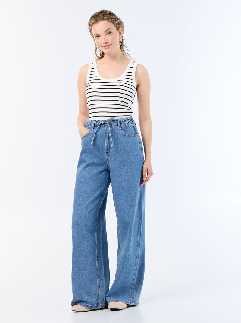 Basic geribbelde top Wit - Kiabi
