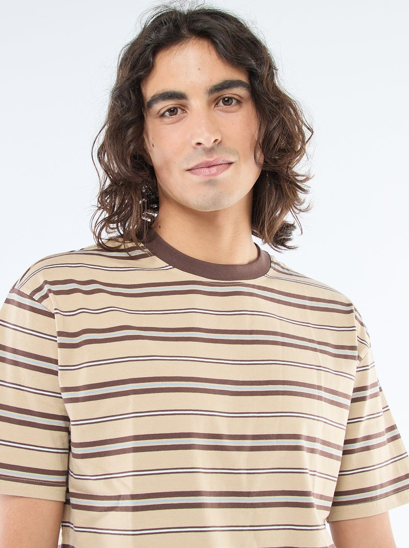 Basic gestreept T-shirt Biege - Kiabi